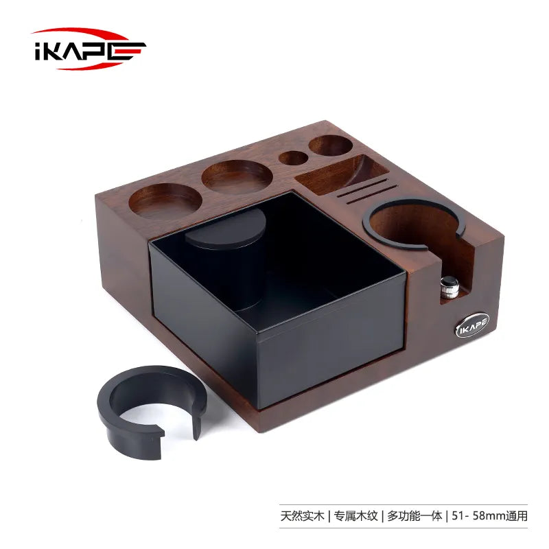 Ikape - Organisateur d'accessoires à café en Bois avec knock box
