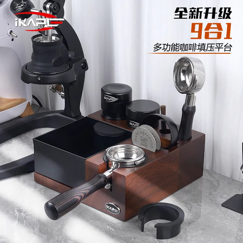 Ikape - Organisateur d'accessoires à café en Bois avec knock box