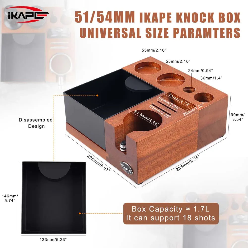Ikape - Organisateur d'accessoires à café en Bois avec knock box
