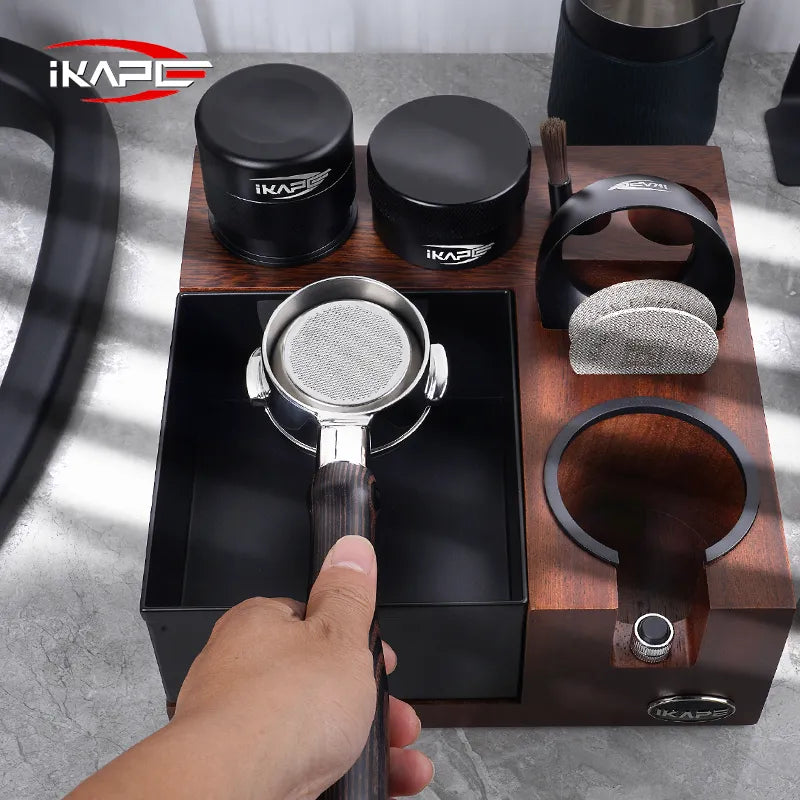 Ikape - Organisateur d'accessoires à café en Bois avec knock box