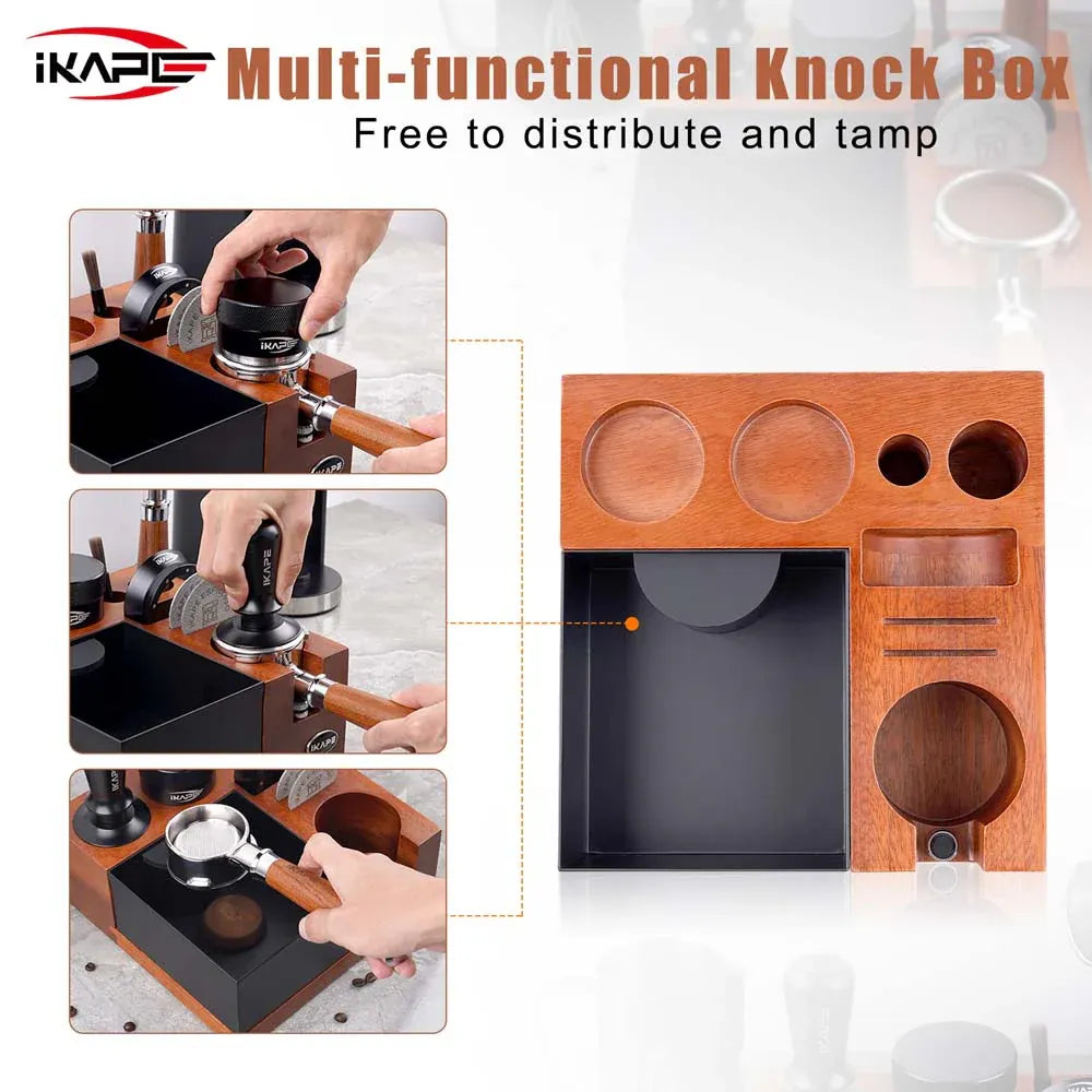 Ikape - Organisateur d'accessoires à café en Bois avec knock box