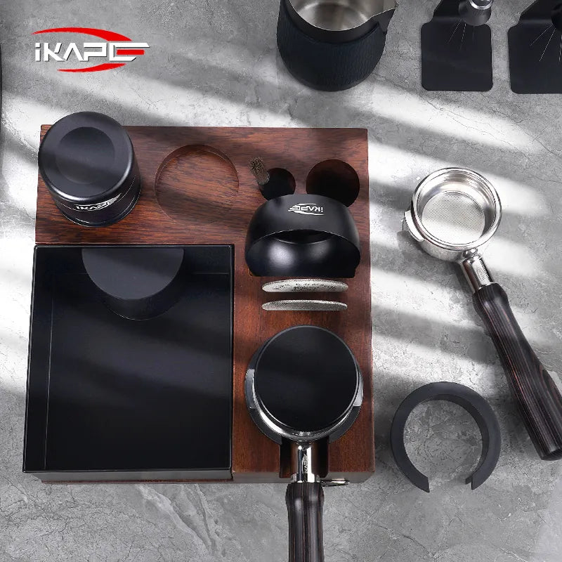 Ikape - Organisateur d'accessoires à café en Bois avec knock box