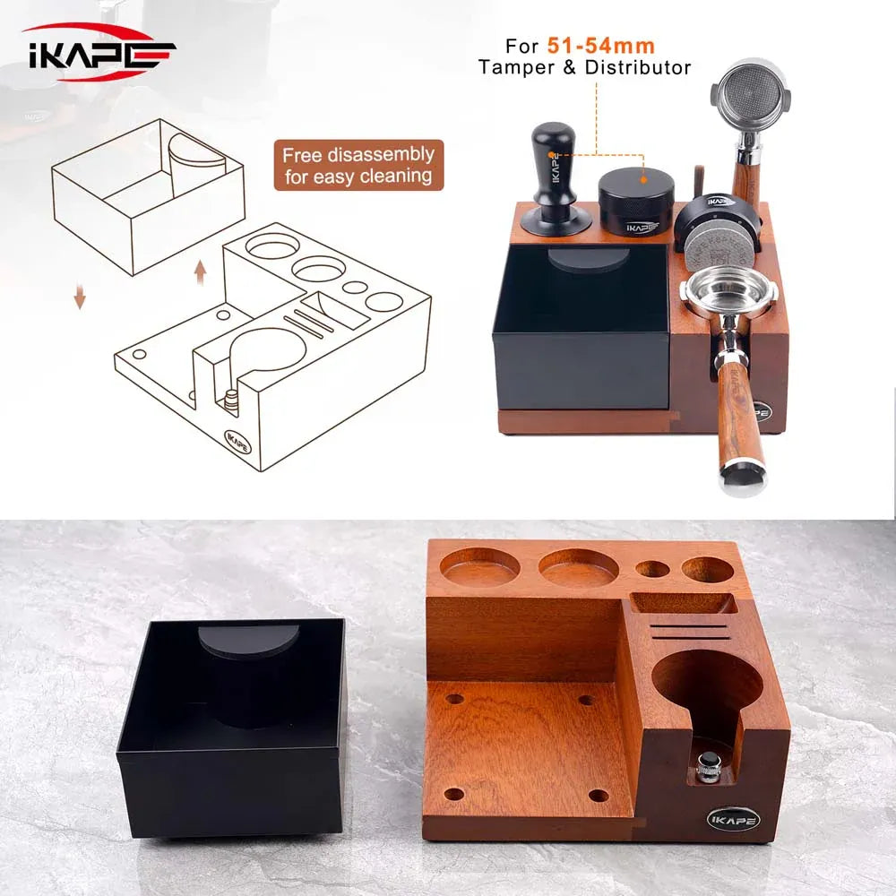 Ikape - Organisateur d'accessoires à café en Bois avec knock box