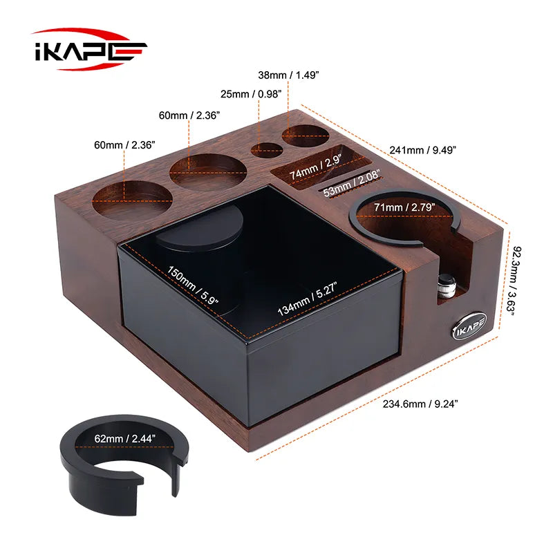 Ikape - Organisateur d'accessoires à café en Bois avec knock box