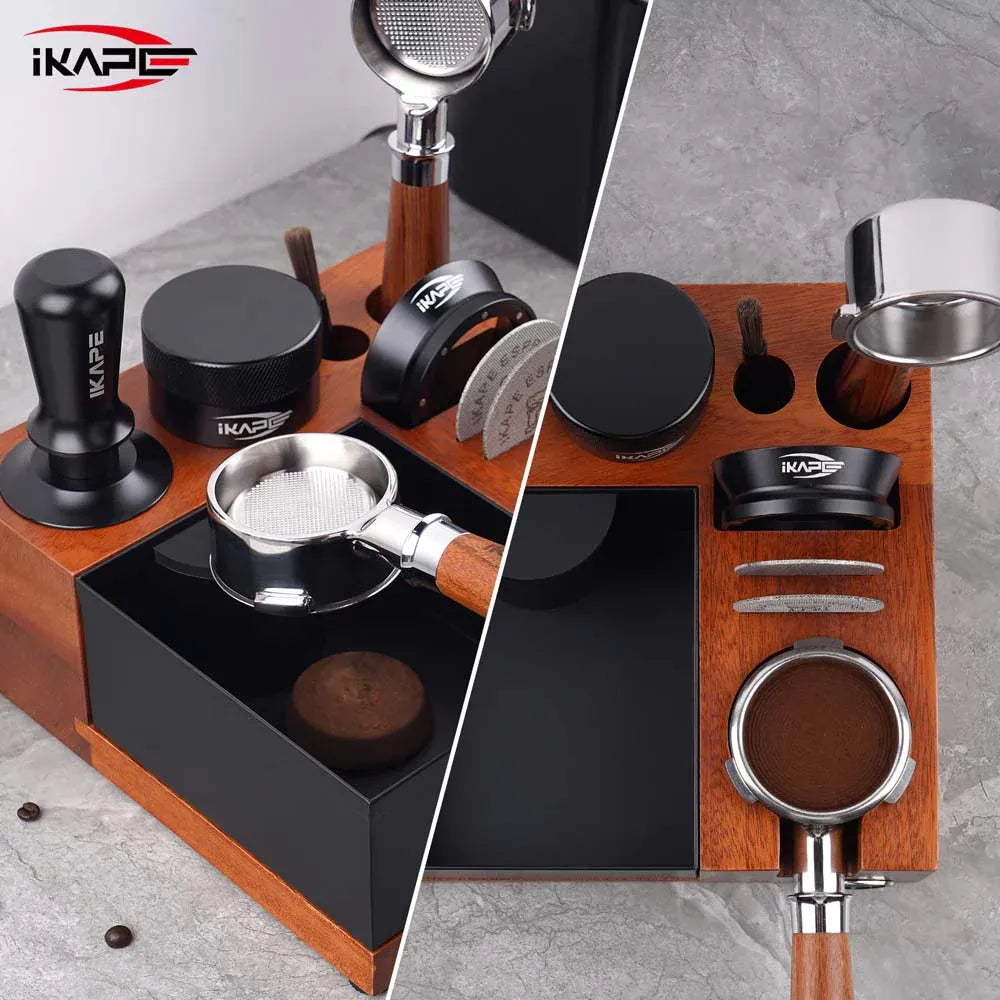 Ikape - Organisateur d'accessoires à café en Bois avec knock box