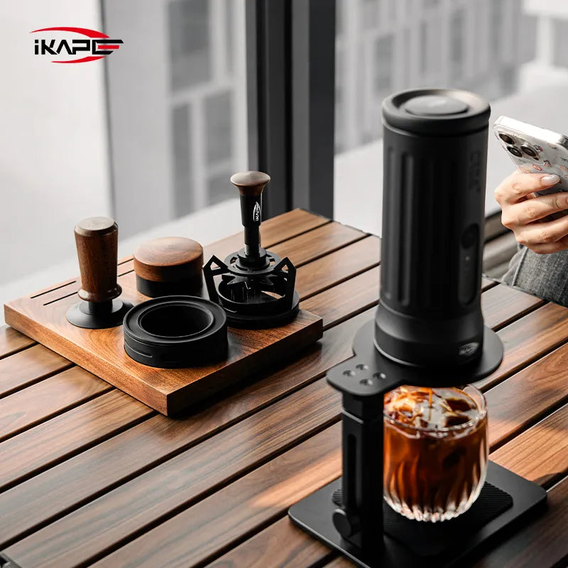 Ikape - Organisateur d'accessoires à café en Bois fine
